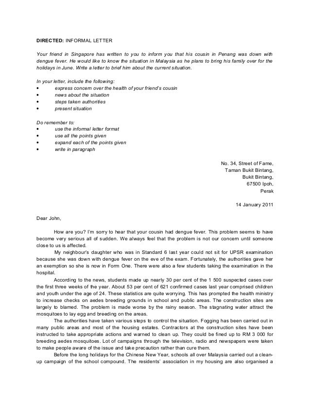 Sample answer essay informal letter spm