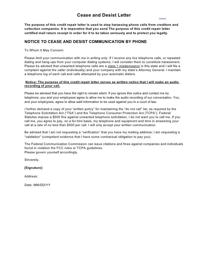 Cease And Desist Letter Template Canada
