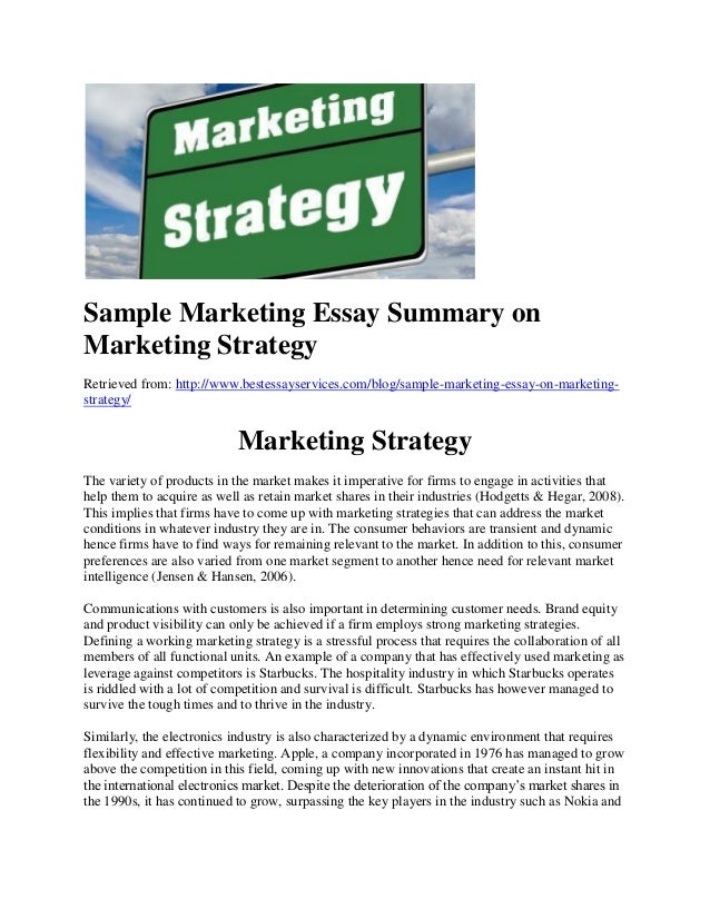 Marketing plan essay