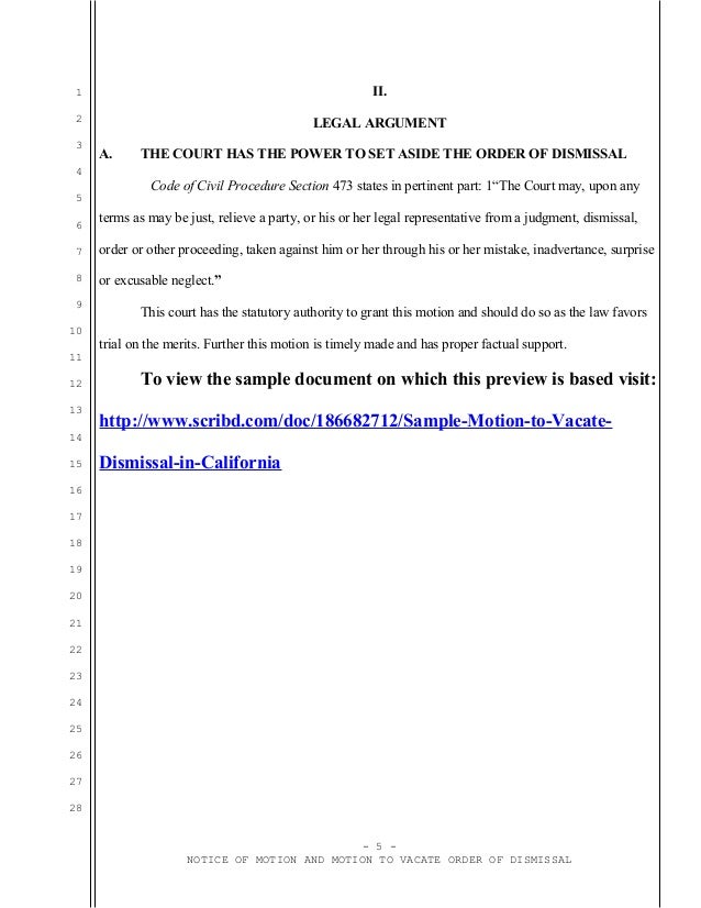 vacate county form to alameda motion