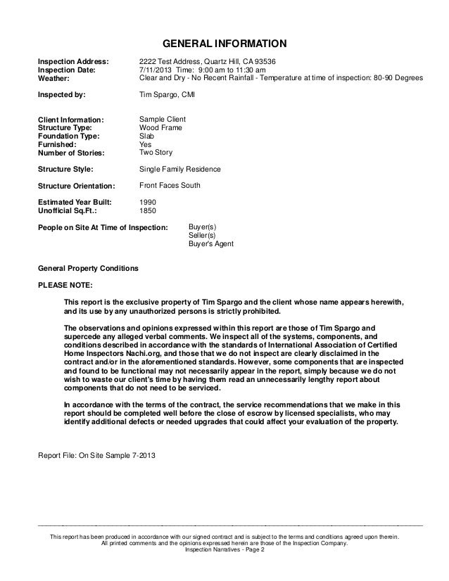 Sample Home Inspection Report