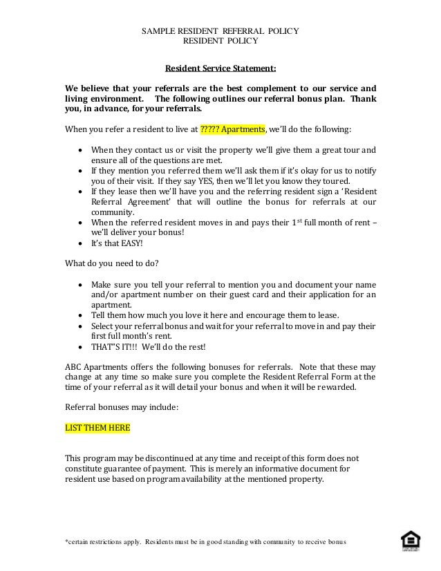 sample employee referral program