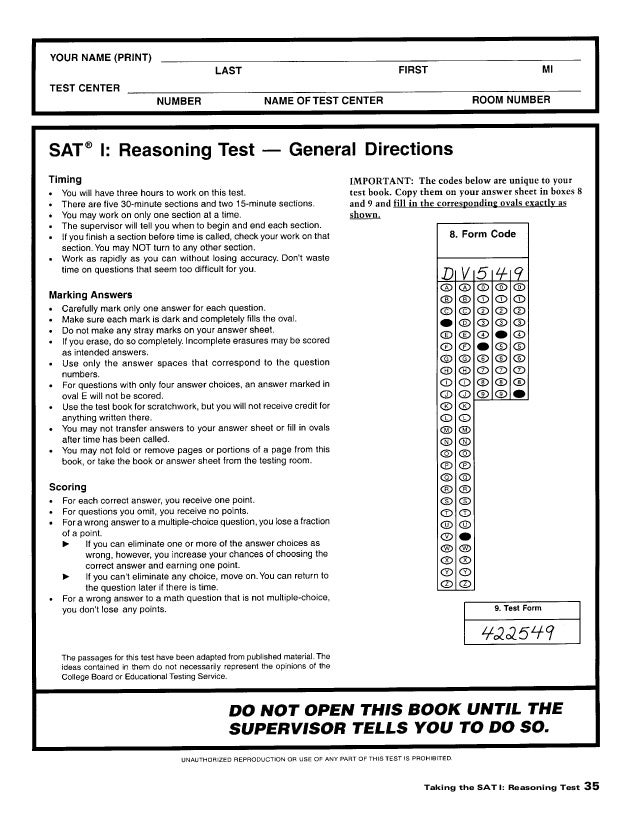 Sample SAT paper