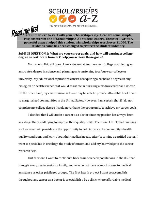 Scholarships essays for college students