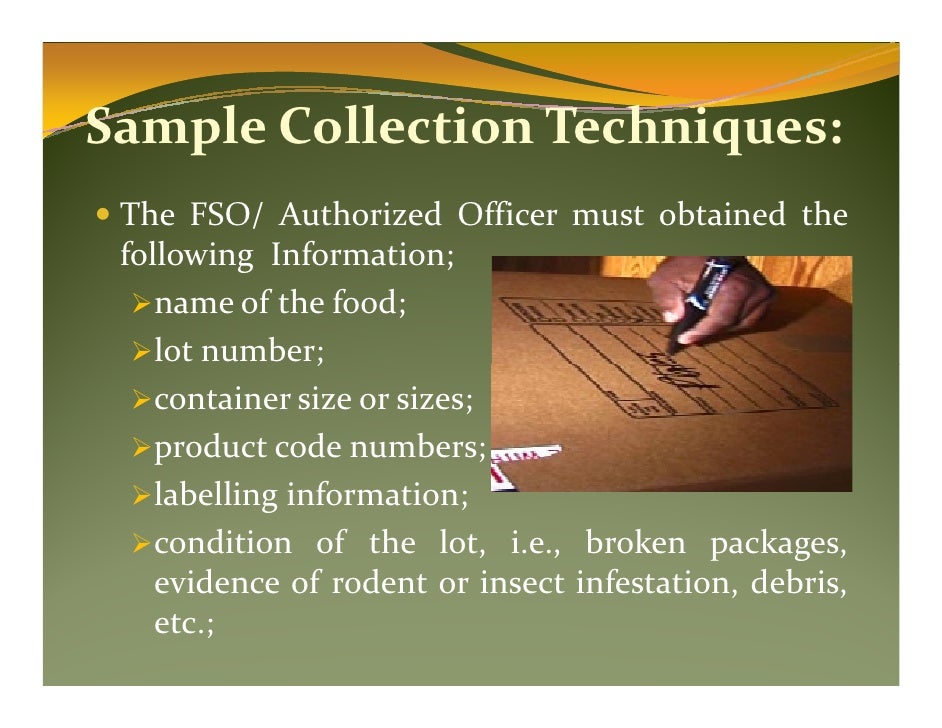 Sampling of food india