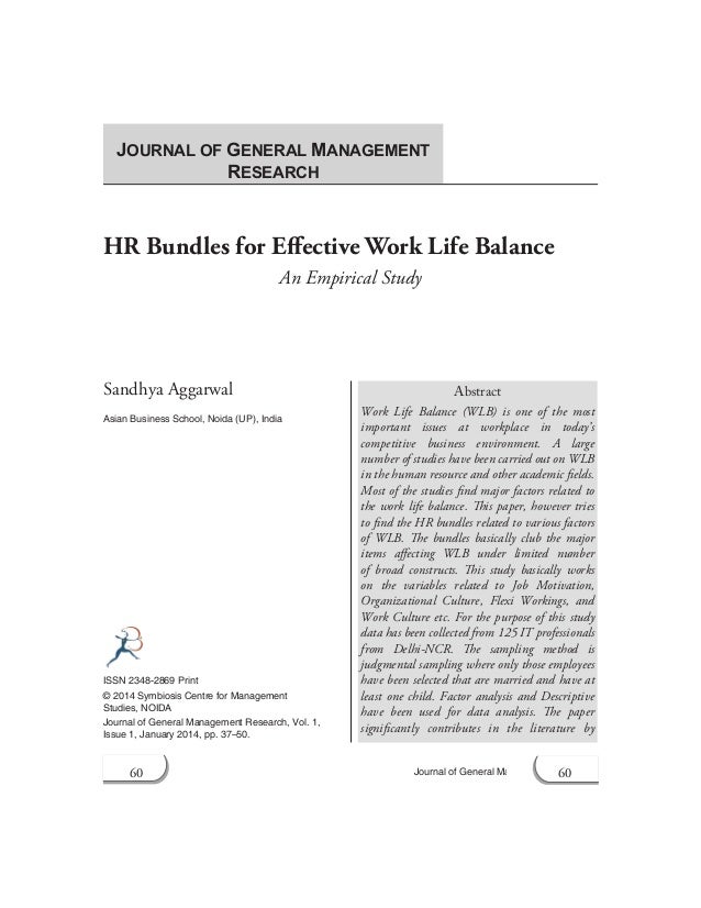 Work life balance project review of literature