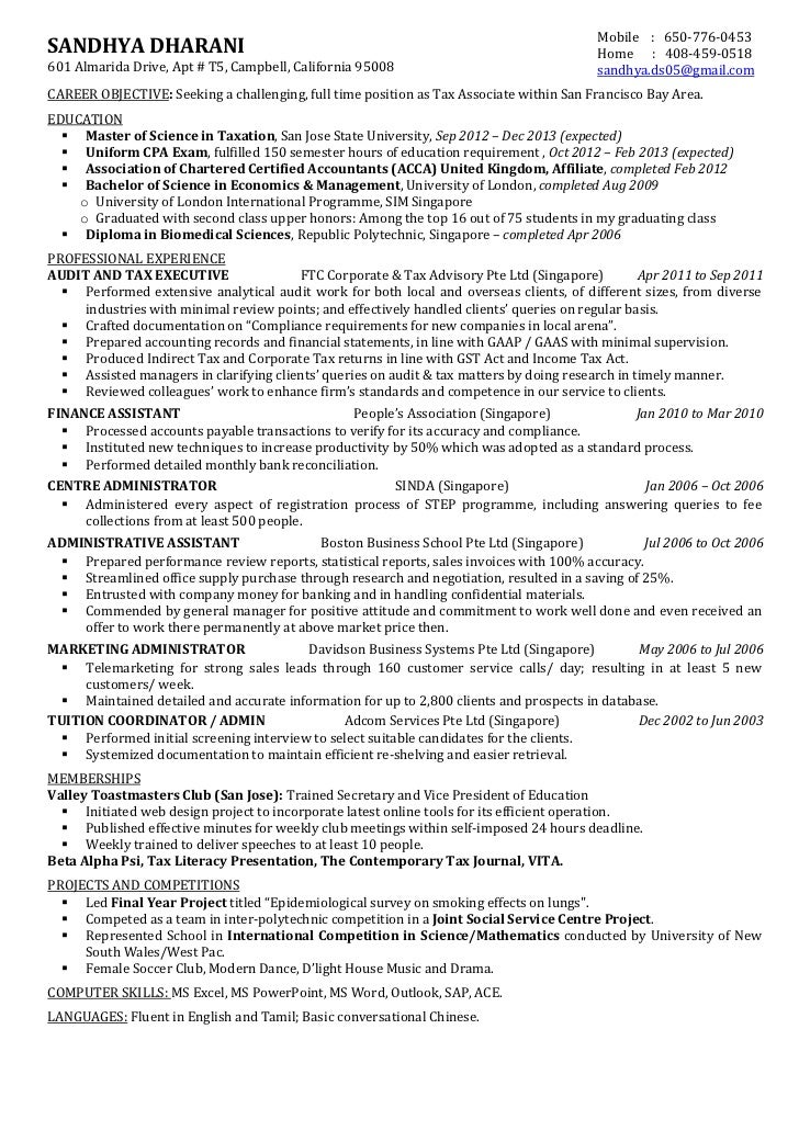 sample financial associate resume