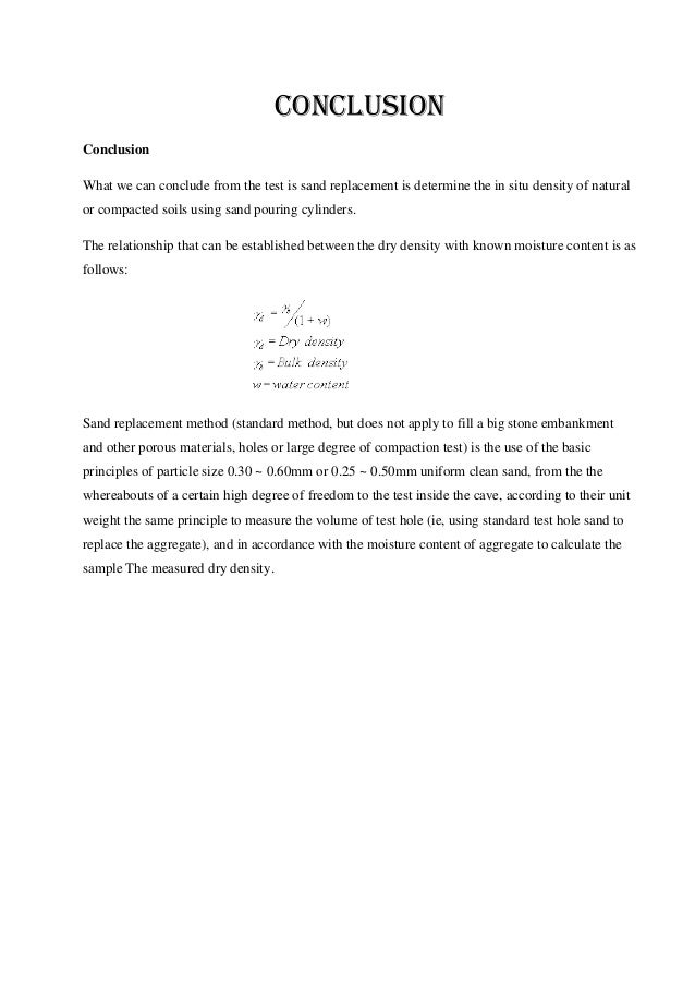 discussion and conclusion lab report sle sand replacement discussion and conclusion lab report sle sand replacement