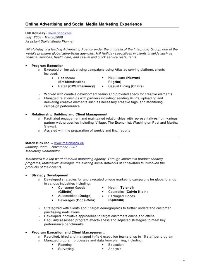digital advertising resume