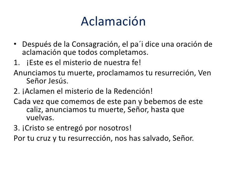 Resultado de imagen para aclamacion misa