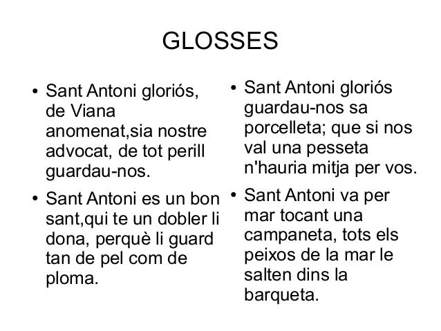 Resultat d'imatges de gloses de sant antoni