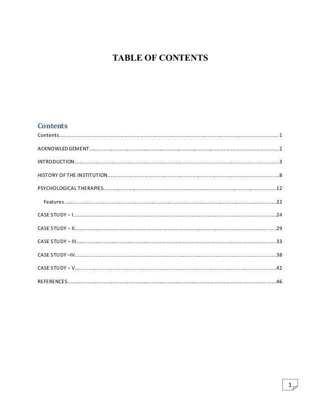 Example of table of contents of research paper