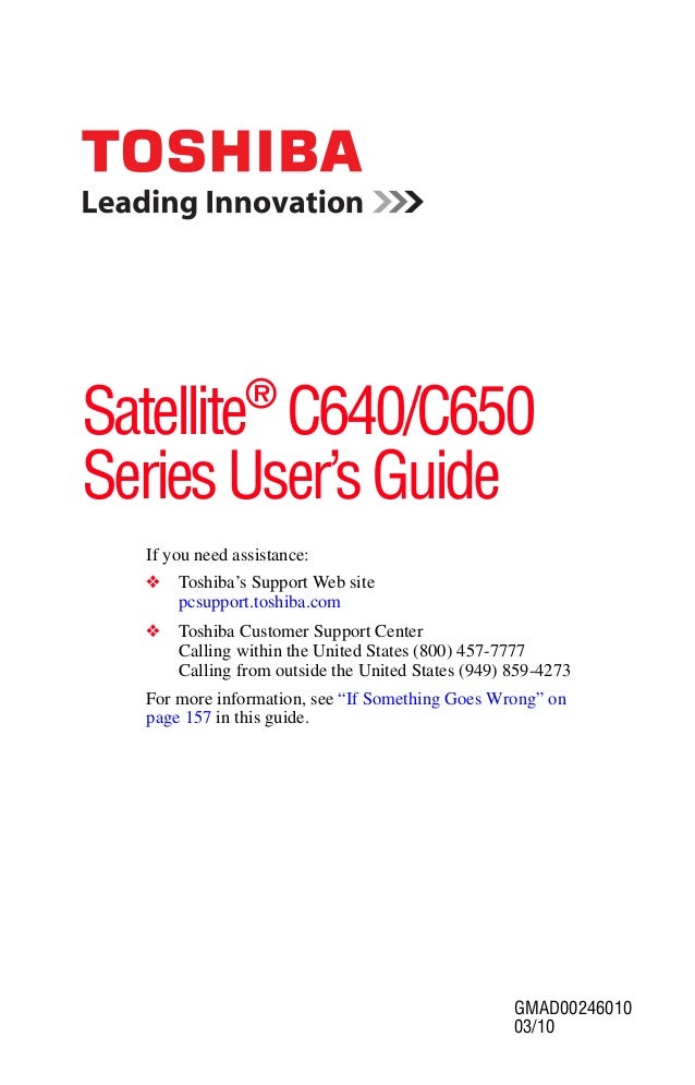 Toshiba User Manual Guide Pdf for Satellite C640 - C650