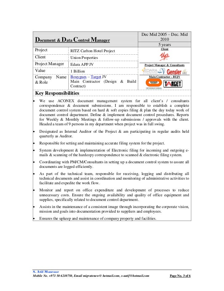 job profile of document