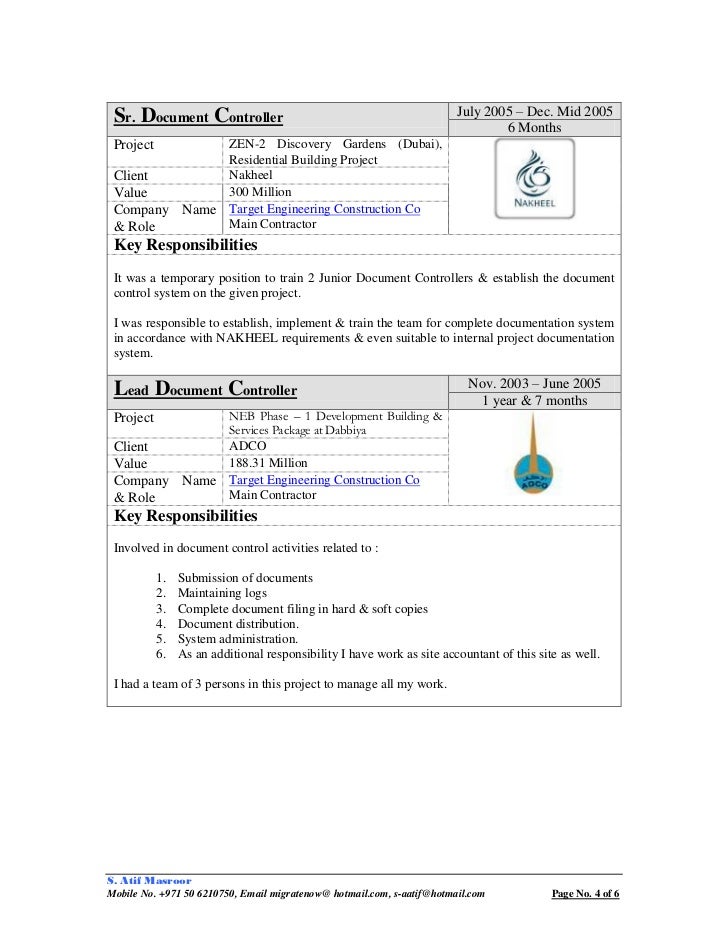 resume document controller document controller sample