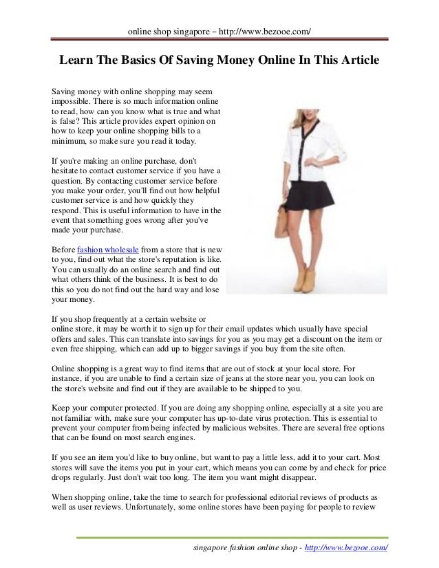 Saving money online in this article