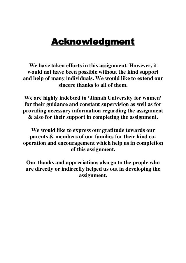 Acknowledgement For Group Assignment - What is your thesis acknowledgement?