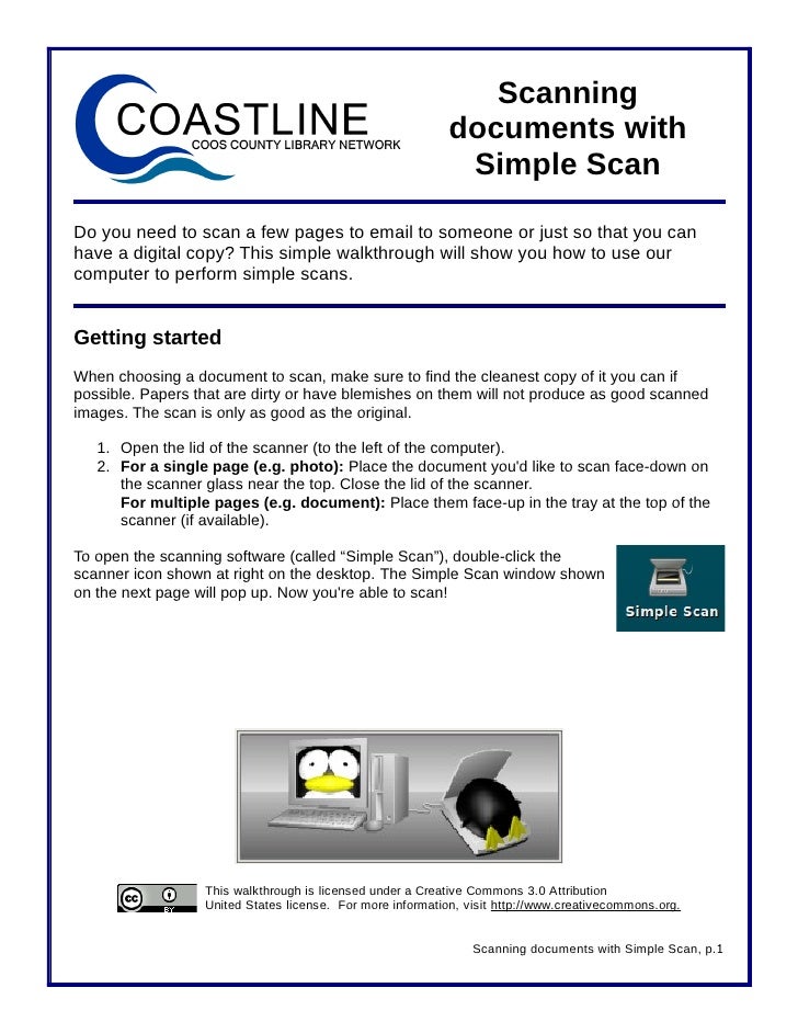 Scanning documents with Simple Scan