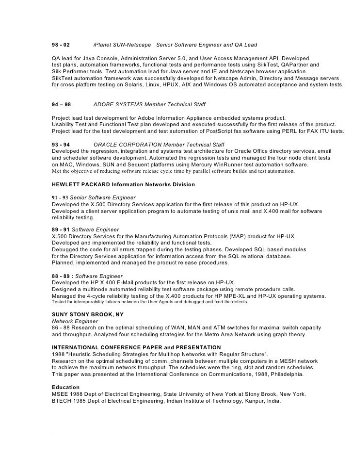 software qa resumes