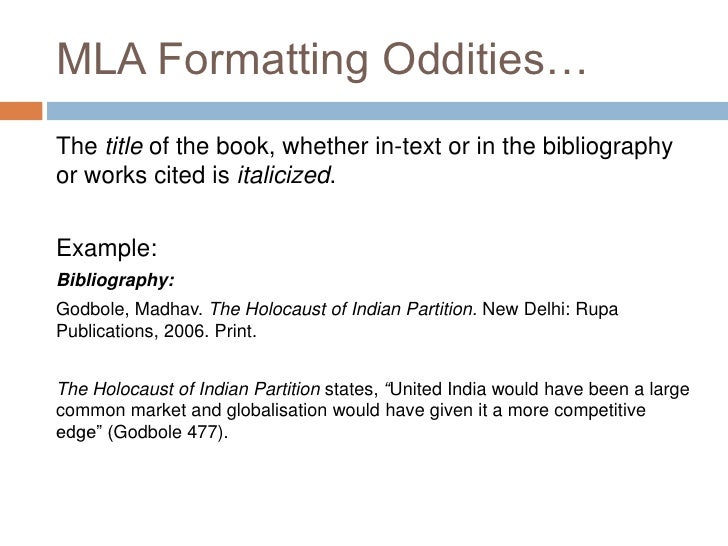 mla format title of books