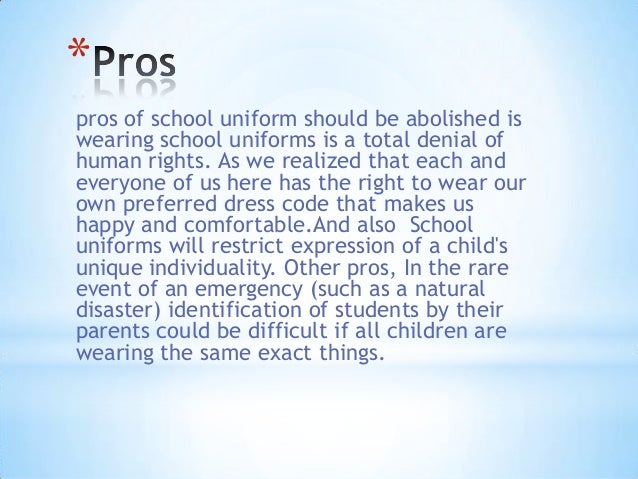 Examples of a persuasive essay about school uniforms