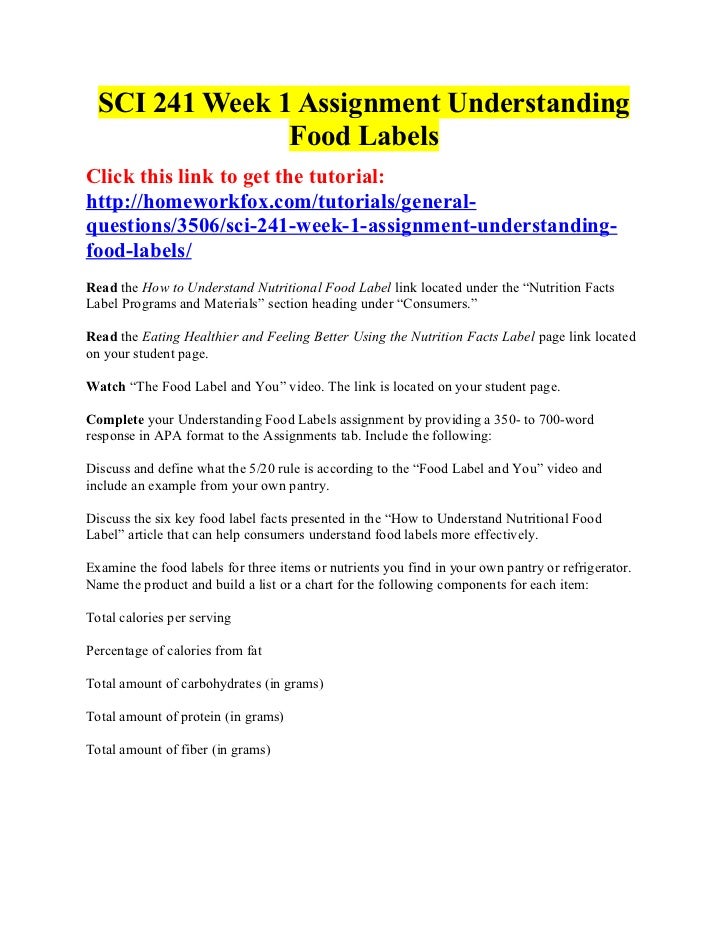 Food Label Assignment