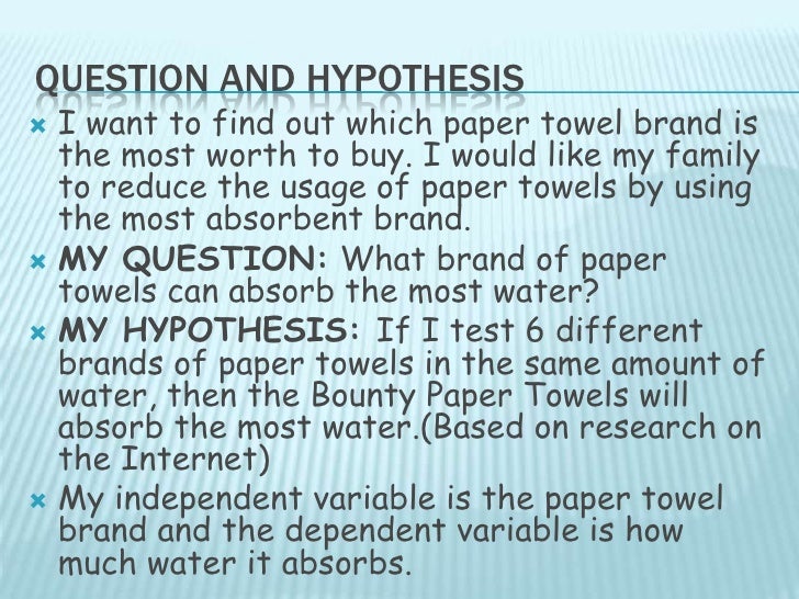 Science fair experiment research paper