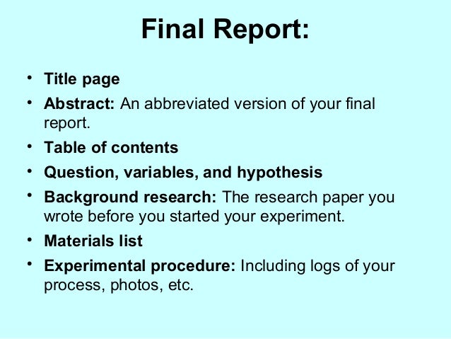 Examples of research papers for science projects