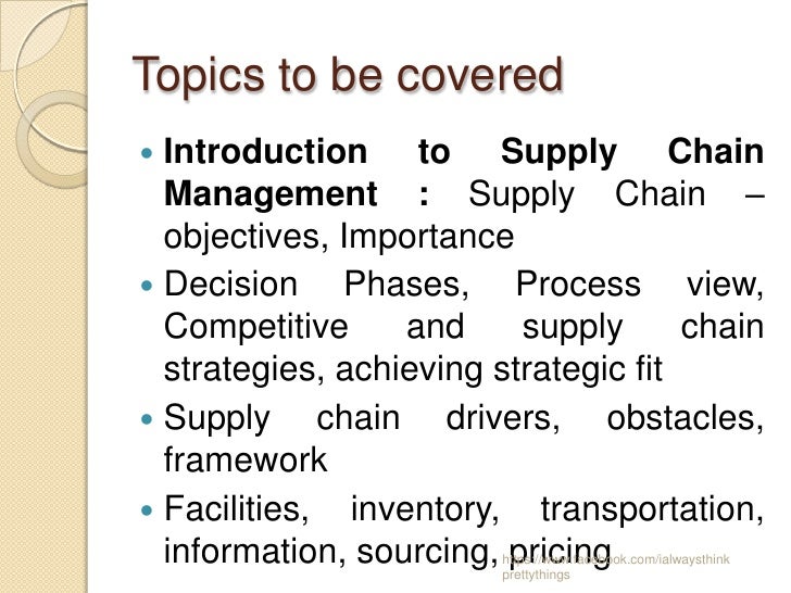 Supply Chain Management, Basics