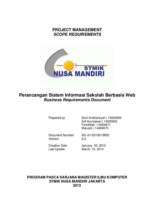 Scope requirements tugas uas kelompok project management