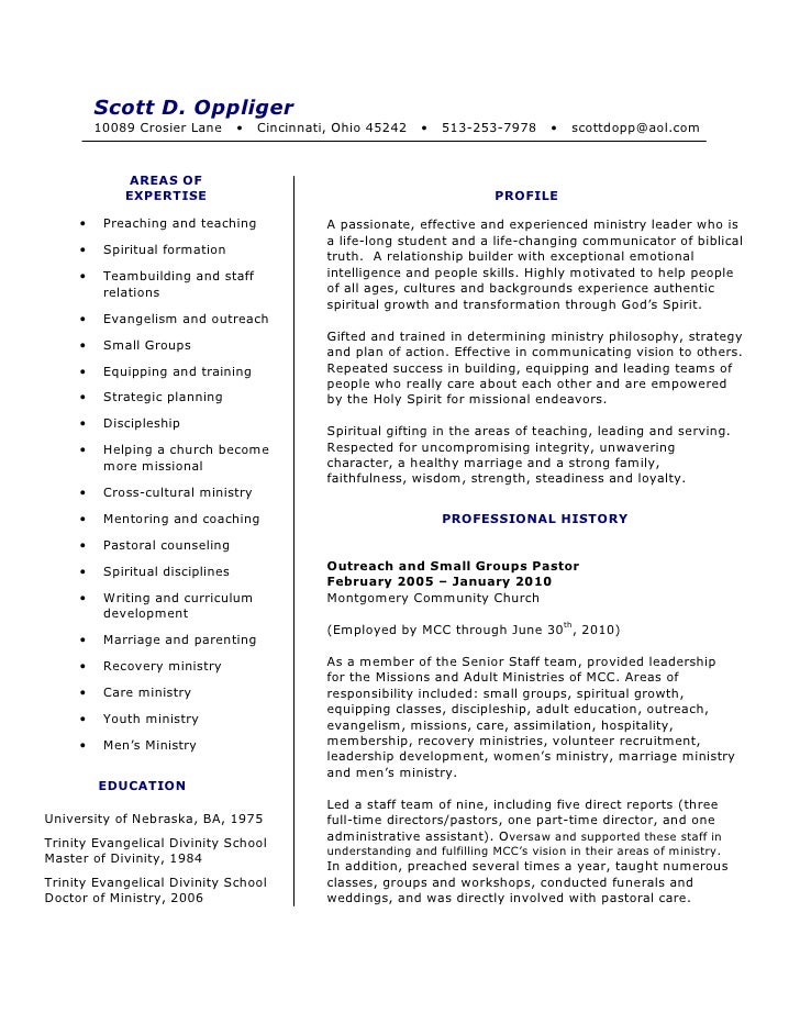 Ministry resume maker