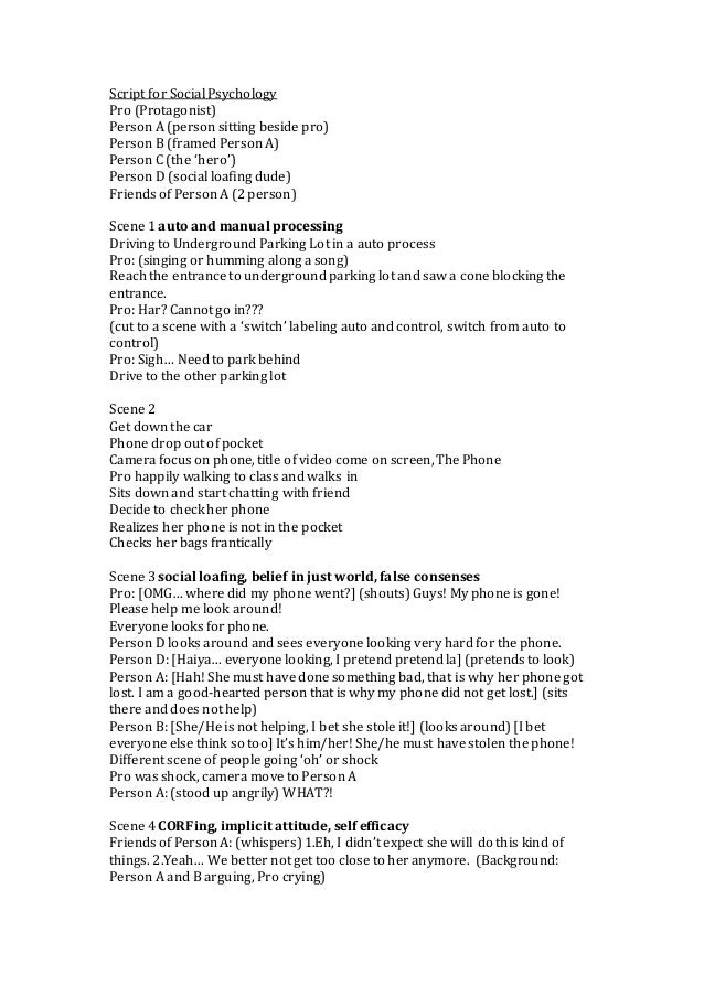 Script for social psychology