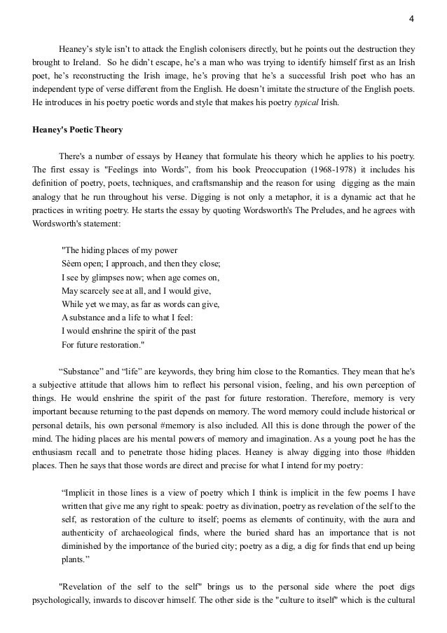 Seamus heaney writing style