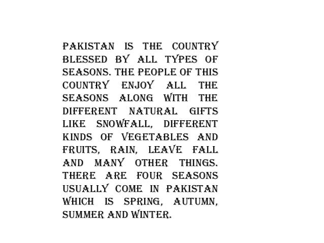 Seasons of pakistan essay