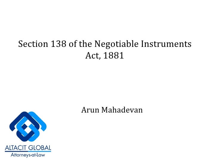 Negotiable Instruments Act, 1881