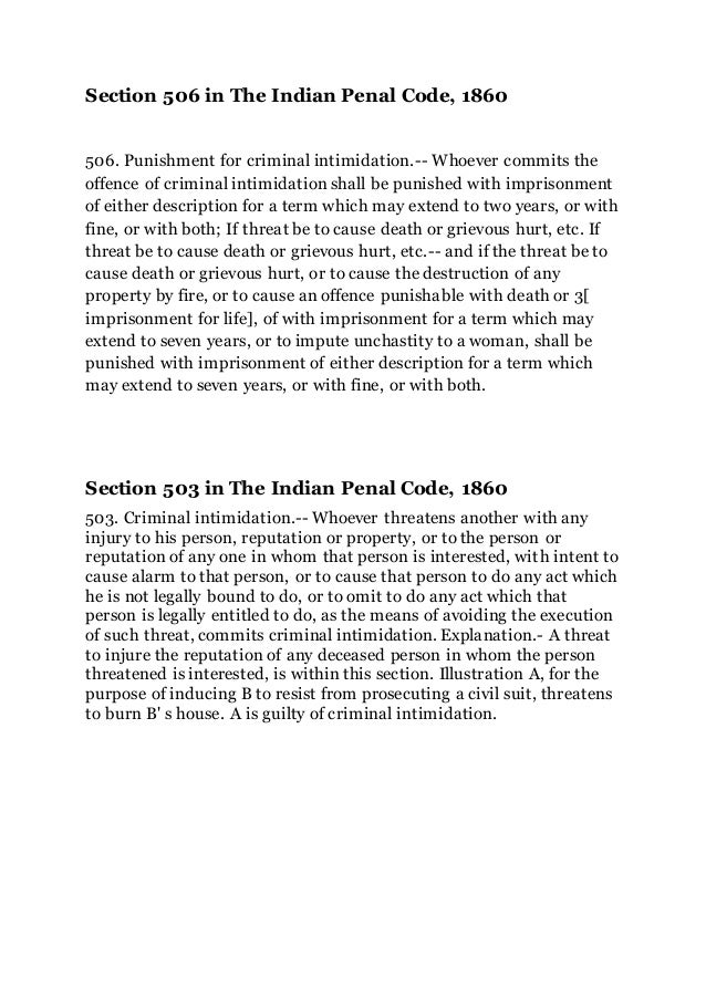 What Is Section 506 Of Ipc section 506 503 509 in the indian penal code What Is Section 506 Of Ipc section 506 503 509 in the indian penal code