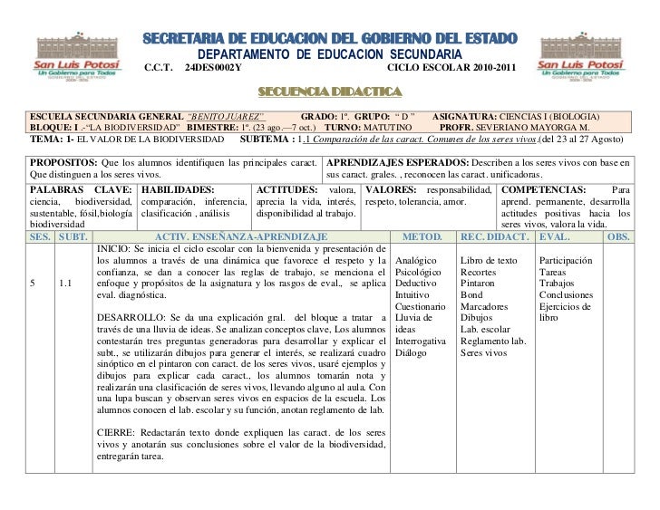 Secuencia didactica 2010 2011