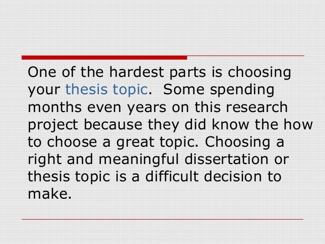 How to pick a good thesis topic
