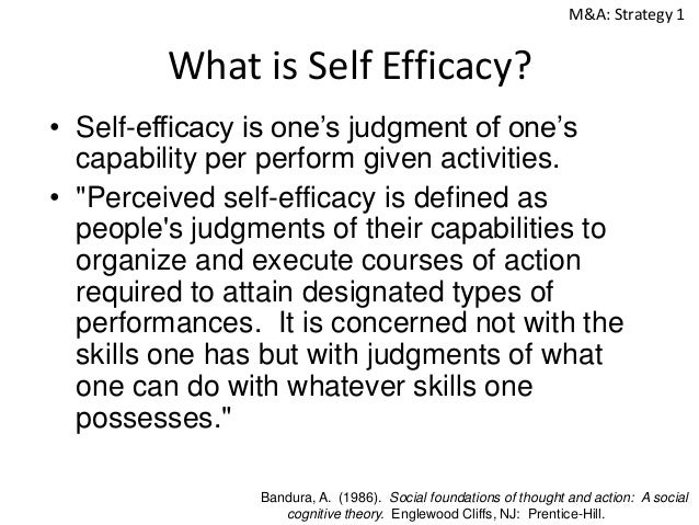 self efficacy 2 essay Self efficacy is commonly defined as the belief in one's capabilities to achieve a goal or this essay examines the topic of self-efficacy in the context of teachers' . self efficacy 2 essay Self efficacy is commonly defined as the belief in one's capabilities to achieve a goal or this essay examines the topic of self-efficacy in the context of teachers' .