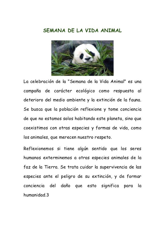 2DA SEMANA DE NOVIEMBRE SEMANA DE LA VIDA ANIMAL 2da semana de noviembre semana de la vida animal: