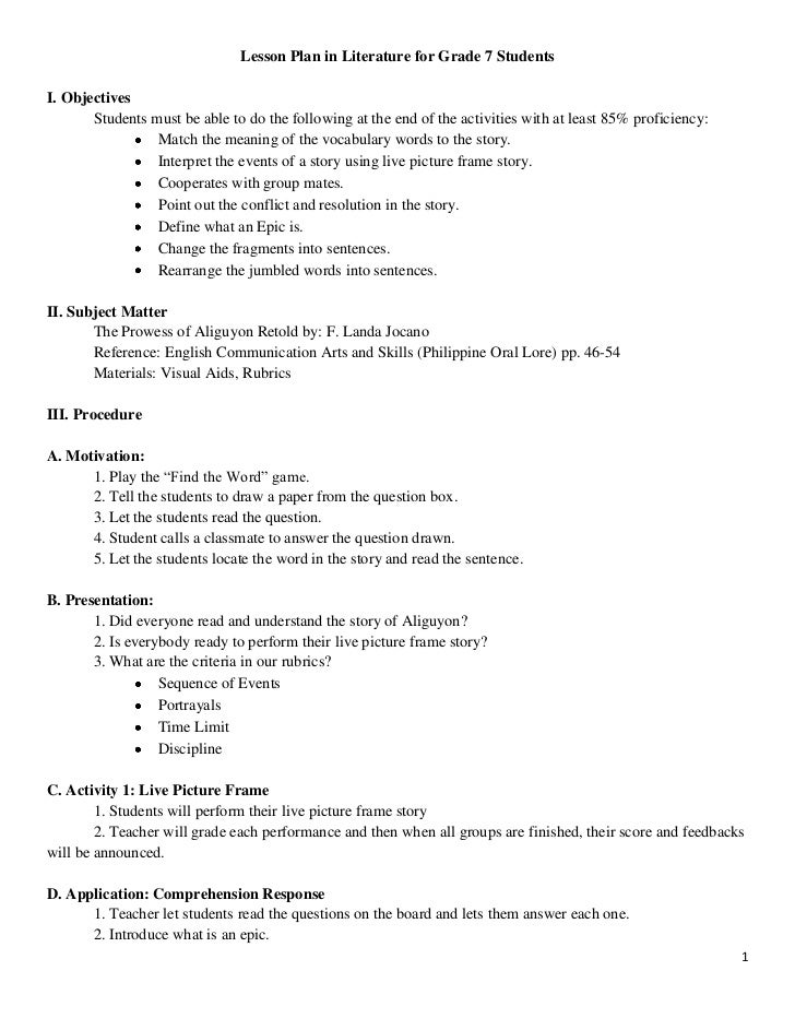 Semi detailed Lesson Plan Semi detailed Lesson Plan