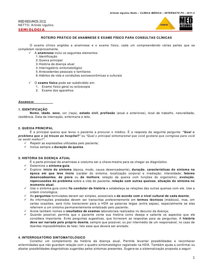 Modelo de exame fisico completo
