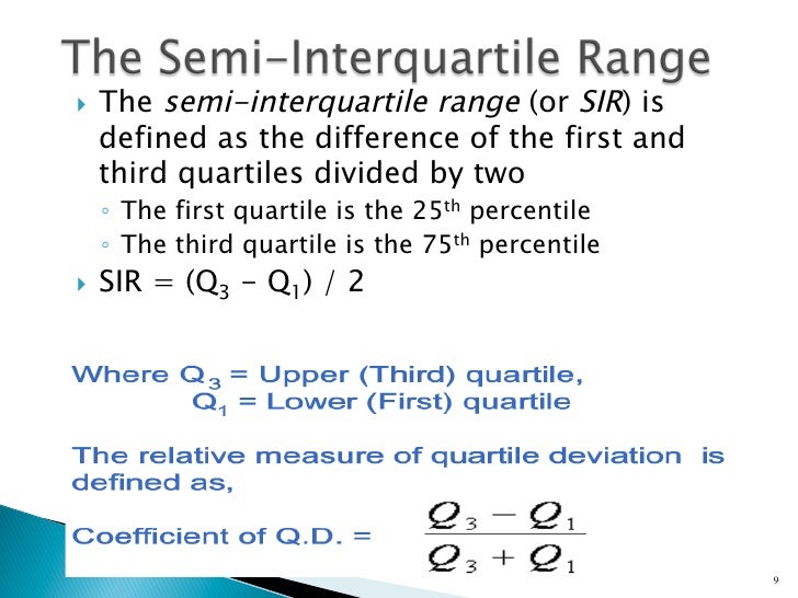 semi interquartile range semi interquartile range