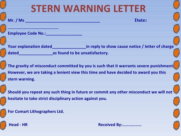 human resources warning letter