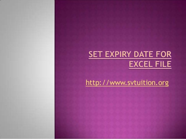 Set Expiry Date For Excel File