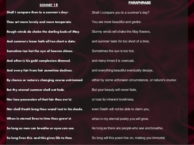 Shall I Compare Thee Paraphrase