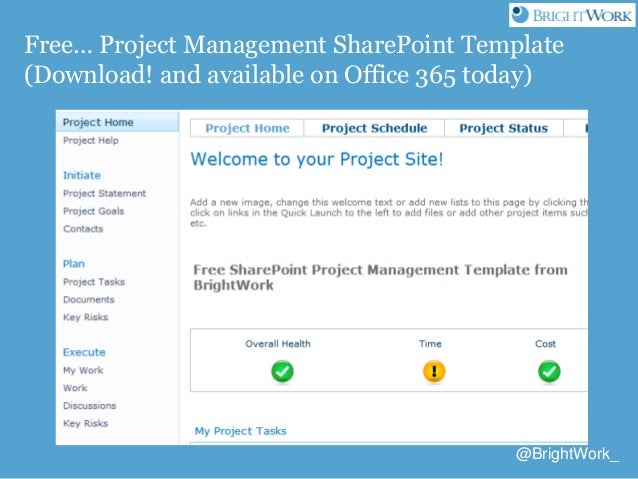 Sharepoint 2013 For Project Management From Brightwork And Atidan Sharepoint 2013 Project Management Template Free