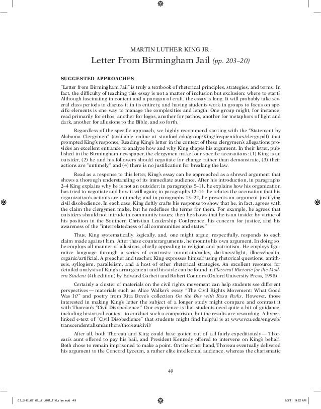 rhetorical devices in letter from birmingham jail