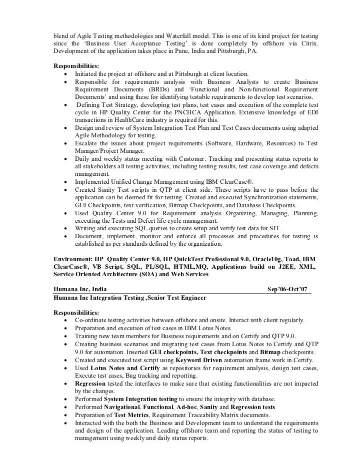 software test lead resumes