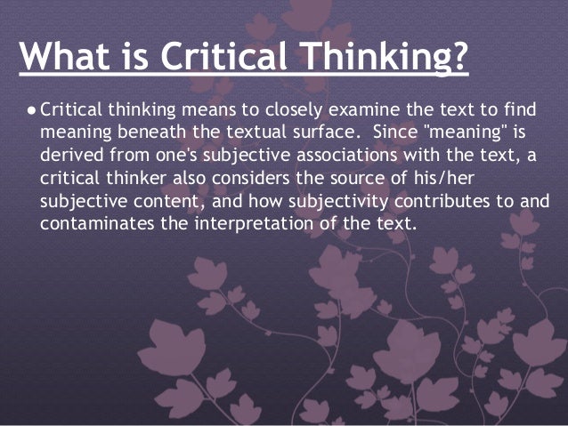 Critical thinking defintion